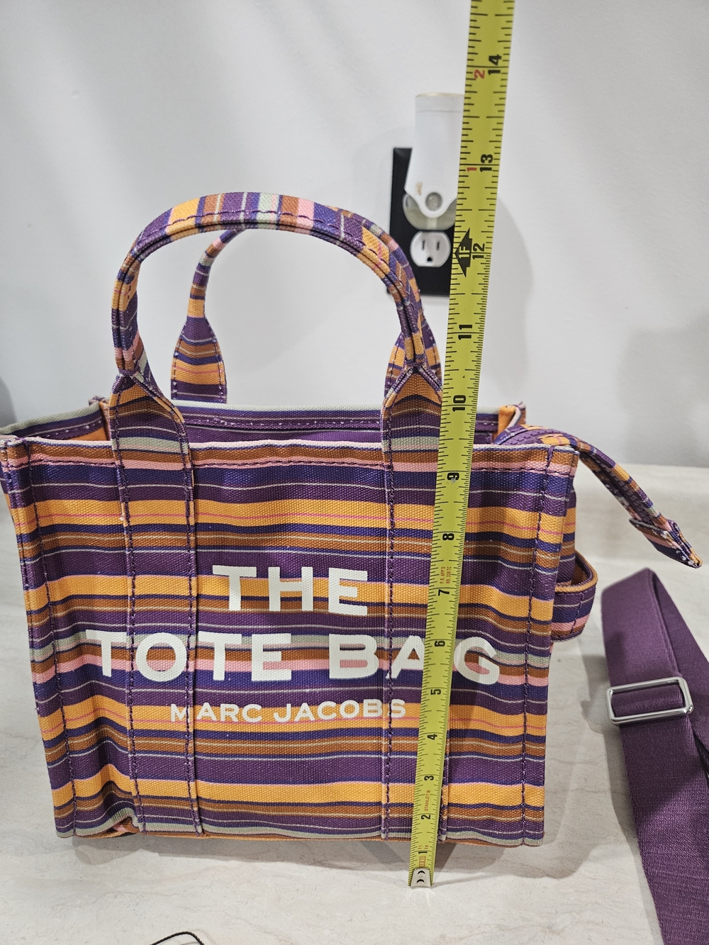 Marc Jacobs The Tote Bag - Purple & Orange Striped Canvas - Picture 10 of 11